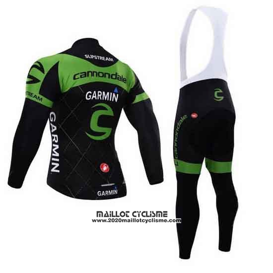2015 Maillot Ciclismo Cannondale Vert et Noir Manches Longues et Cuissard